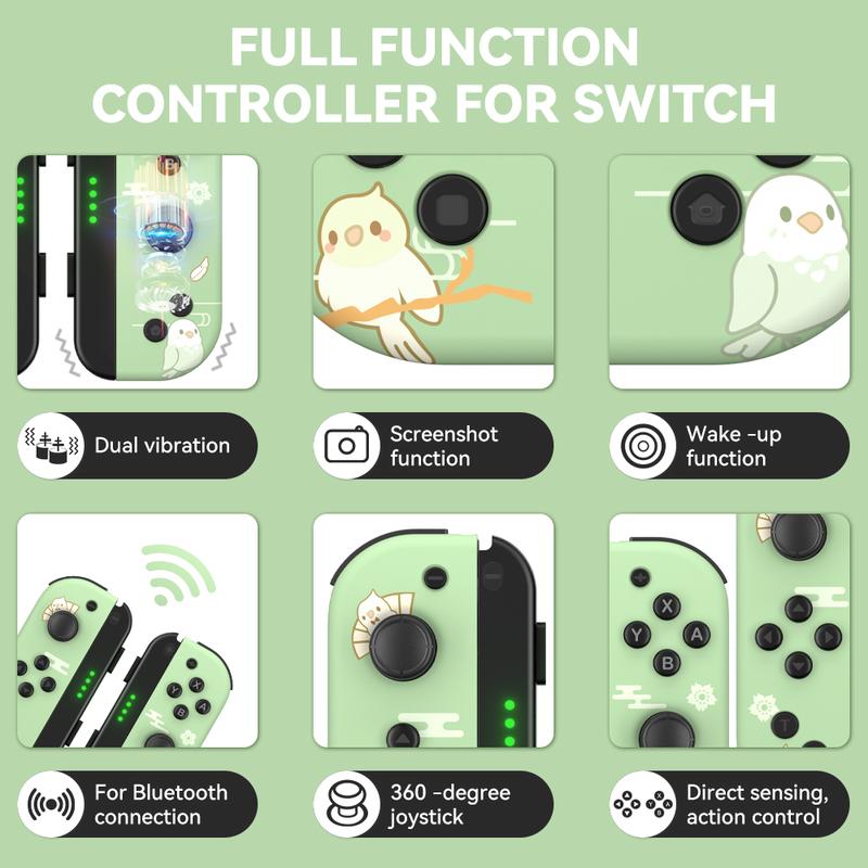 Wireless Joypad Replacements for Nintendo Switch Controllers - Compatible with L R Joycons with Dual Vibration, Wake-up, and Motion Control Support