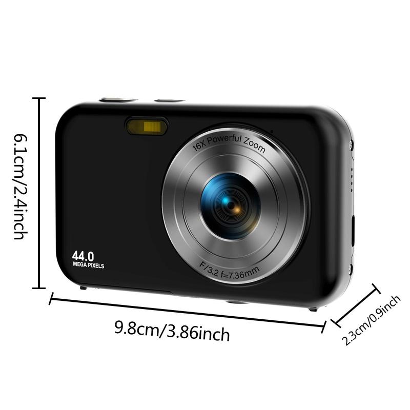 16X Optical Zoom Digital Cameras with 32GB Memory Card for Summer, 1080P＆44MP Video Camera, Portable Camera, Anti-shake Point & Shoot Camera Electronics, Digital Camera, Stocking Fillers Gift