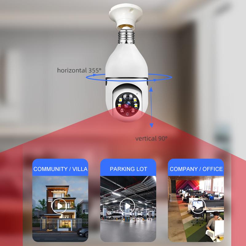 2K 3MP Wireless Bulb Security Camera-5G&2.4G WiFi,360° Degree Panoramic,E27 Light Socket Camera for Outdoor, Wireless WiFi Home IP Camera with Motion Tracking Alarm, Color Night Vision,Two-Way Talk