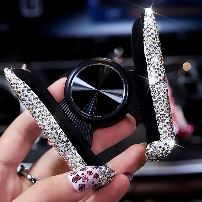 Rhinestone Decor Car Air Outlet Phone Holder, Car Air Vent Phone Holder, Universal Car Interior Accessories for Women & Girls