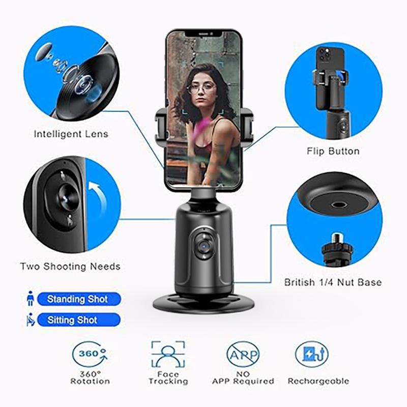 360° Rotatable Auto Face Tracking Gimbal Stabilizer Tripod, Handheld Video Recording Tool for Summer, Anti-shaking Phone Stabilizer, Vlogging Equipment for Phone Accessories Mobile