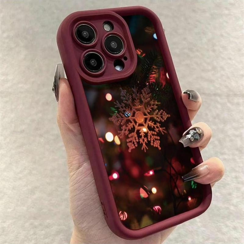 Snowflake Pattern Phone Case, Decorative Phone Protector Cover, Phone Accessories Compatible with iPhone 11 12 13 14 15 16 Pro Max Pro Plus