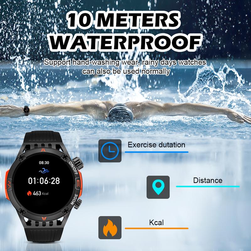 SmartWatch For Outdoor (answering making Calls), For Android for IPhone Tactical Smartwatch From 2024, Sturdy And Durable Outdoor Fitness Tracker, IP67 Waterproof AI Voice