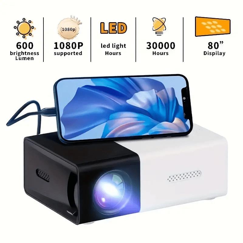 [Limited time discount] Home Theater Portable Mini Projector, Supporting Smartphone Wired Screen Sharing, Allowing You To Enjoy Cinema At Home Audio Cable Flash Usb