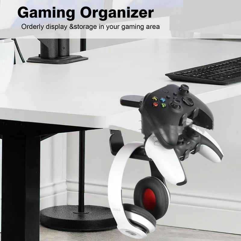 Desktop Headphone Holder, Adjustable & Rotatable Headphone Rack with Gamepad Stand, Universal Headphone Hanger, Desk Accessories, Home Organizer for Home Office, Fall Decor