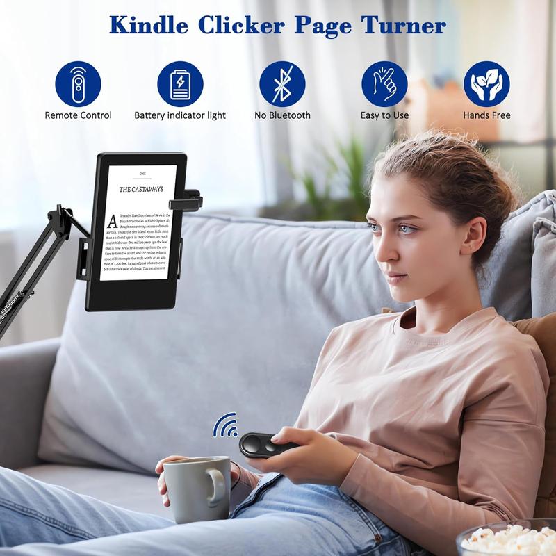 RF Remote Control Page Turner for Kindle Paperwhite Oasis Scribe Kobo,Clicker Page Turner Kindle Accessories for iPhone,iPad, Android Tablets Reading Novels,Camera Video Record&Shutter Selfie