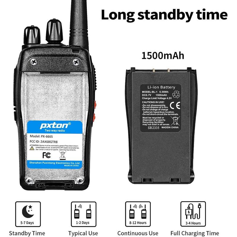 2 Pack walkie talkies for Adults Long Range Rechargeable with Headphones and Li-ion BatteryTwo Way Radio has VOX Noise Reduction TOT Flashlight Monitoring Scan Function10 Pack