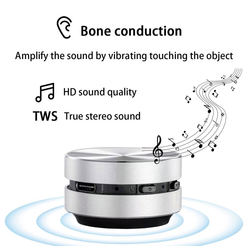 Bluetooth Speakers, Bone Conduction Portable Wireless Speakers with Louder Volume, Suction Cup Mounted, Crystal Clear Sound, Rich Bass, Mini Music Player for Home, Outdoor, Party,Wearable Loop, Resonance Function for Dynamic Audio Experience bt speaker