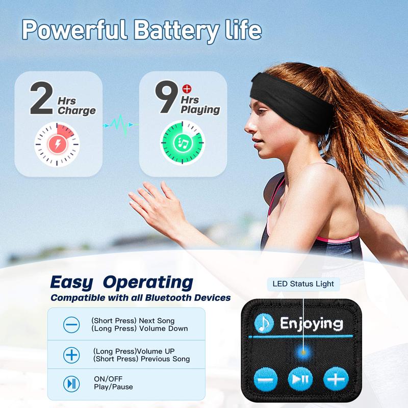 Sleep Headphones Bluetooth Wireless Sports Headband, Long Playtime Lightweight Headphones with HD Stereo Speakers for Sleeping, Jogging, Walking,Unique Gift for Men Women