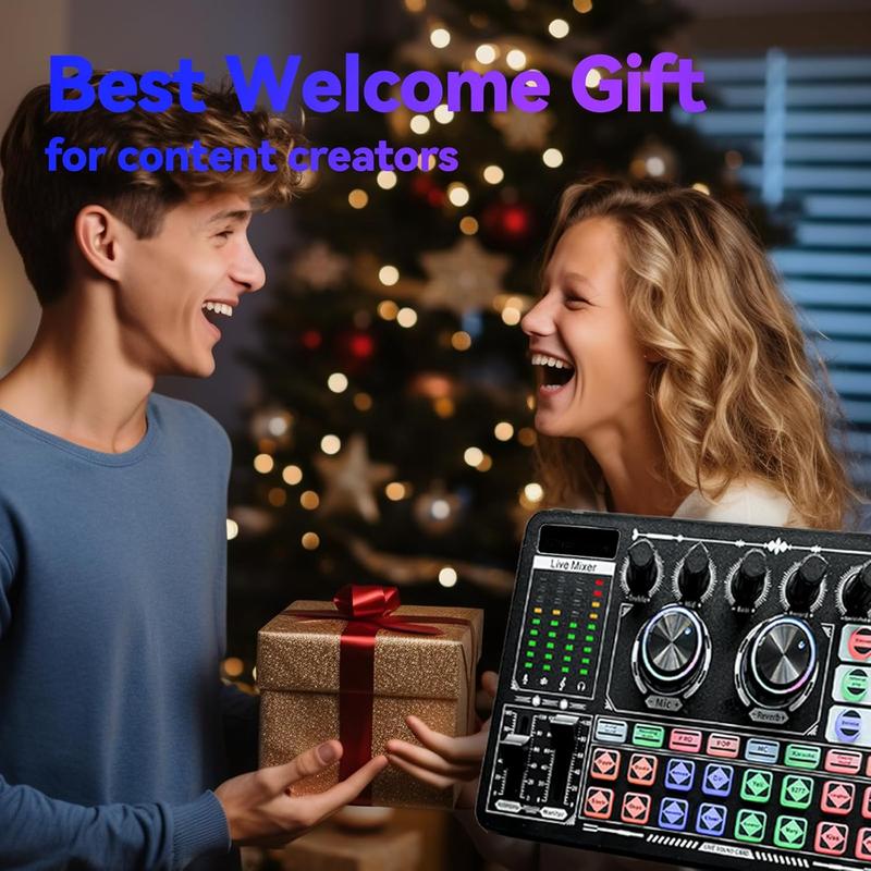 Podcast Sound Board F999 - Music Mixer Board, Audio Mixer for YouTuber Streamer Music Gamer, Audio Interface, Sound Card for PC Mac iPhone, DJ Equipment for Beginners (F999, Standard)