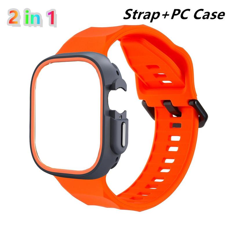 Silicone Watch Band & Watch Case for Apple Watch 41mmto 49mm, Replacement Watch Band & Protective Case, Smart Watch Accessories for iWatch Series 9 8 7 6 SE 5 Ultra 2