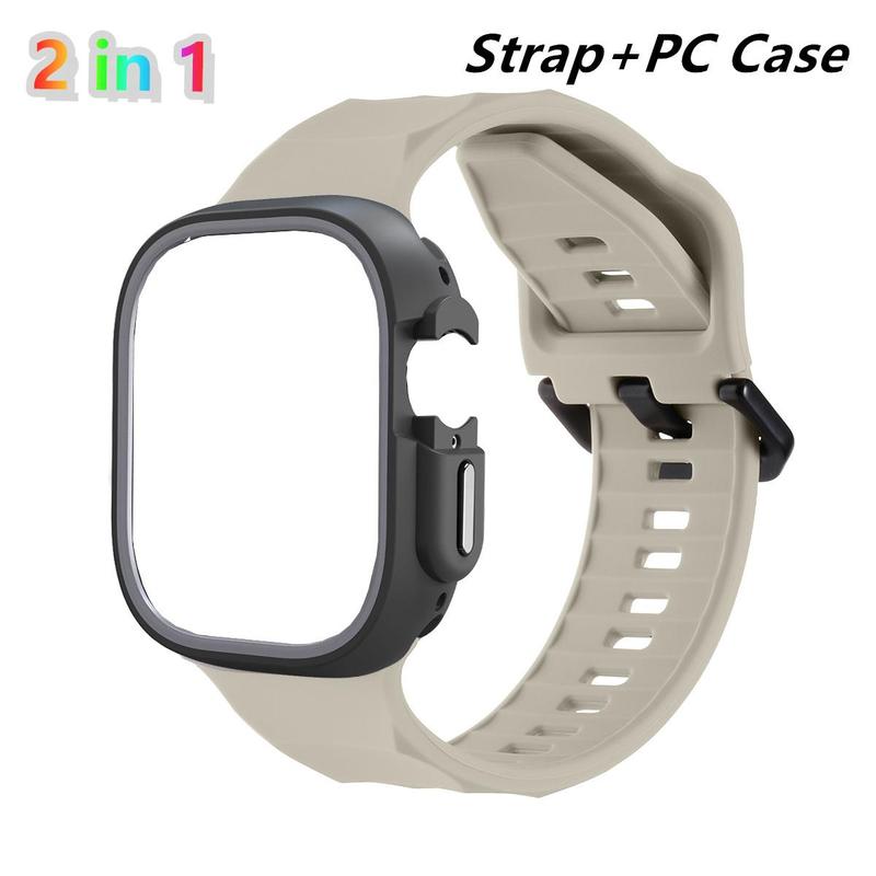 Silicone Watch Band & Watch Case for Apple Watch 41mmto 49mm, Replacement Watch Band & Protective Case, Smart Watch Accessories for iWatch Series 9 8 7 6 SE 5 Ultra 2