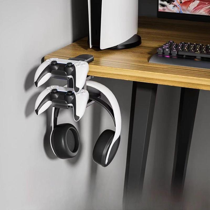 Desktop Headphone Holder, Adjustable & Rotatable Headphone Rack with Gamepad Stand, Universal Headphone Hanger, Desk Accessories, Home Organizer for Home Office, Fall Decor