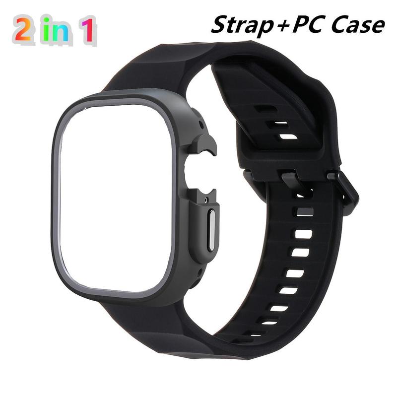 Silicone Watch Band & Watch Case for Apple Watch 41mmto 49mm, Replacement Watch Band & Protective Case, Smart Watch Accessories for iWatch Series 9 8 7 6 SE 5 Ultra 2