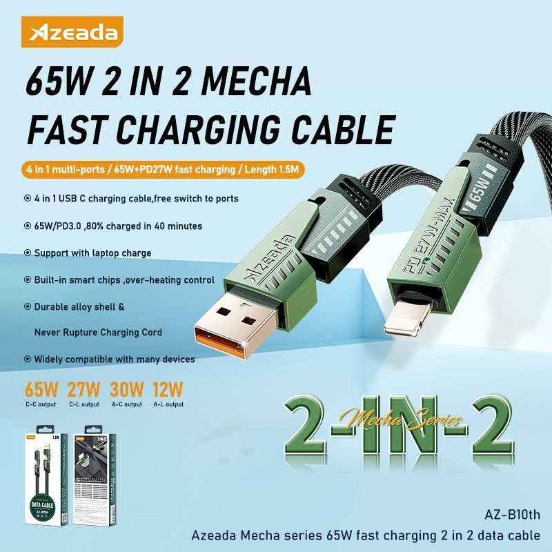 65W 4 in 1 Data Cable, Multifunctional Fast Charging Cable, Universal Multi-functional USB Cable for iPhone Huawei Android