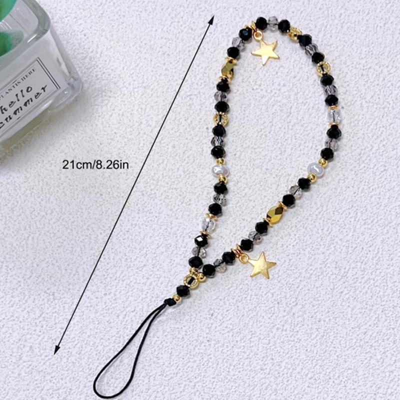 Fashion Star Charm Beaded Phone Chain, Beaded Phone Lanyard, Phone Strap for Women & Girls, Fashion Phone Accessories for Daily Use