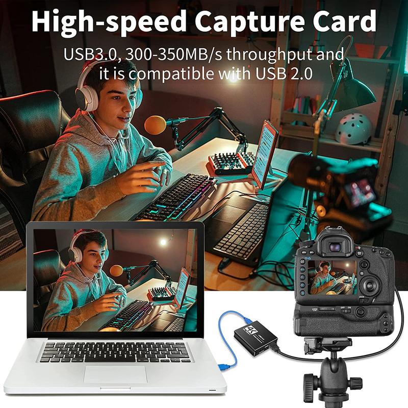 4K Video Capture Card Capture Card USB 3.0 with Microphone  HD Loop-Out Capture Cards for  Switch Gaming Live Streaming Xbox Series   Accessories HDMI to