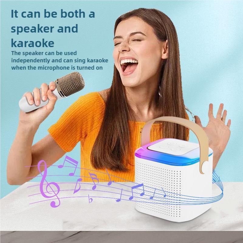 Portable Handheld Karaoke Microphone Speaker Machine, USB Rechargeable karaoke machine with Microphone , Suitable for Family Parties, Birthdays