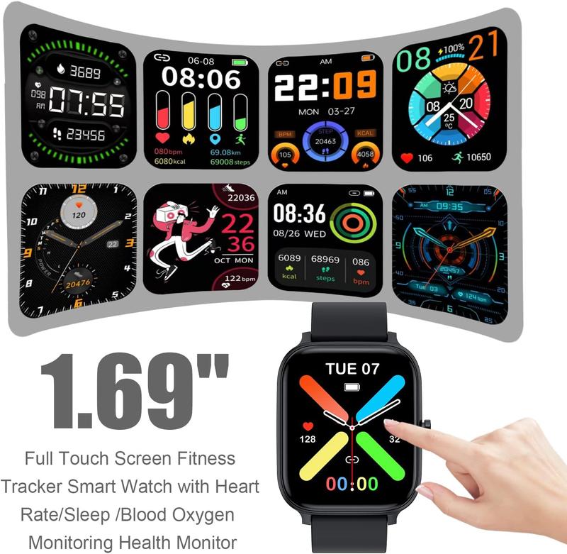 Smart Watch for Men Women Compatible with iPhone Samsung Android Phone 1.69 inch Full Touch Screen  Magnetic Charging