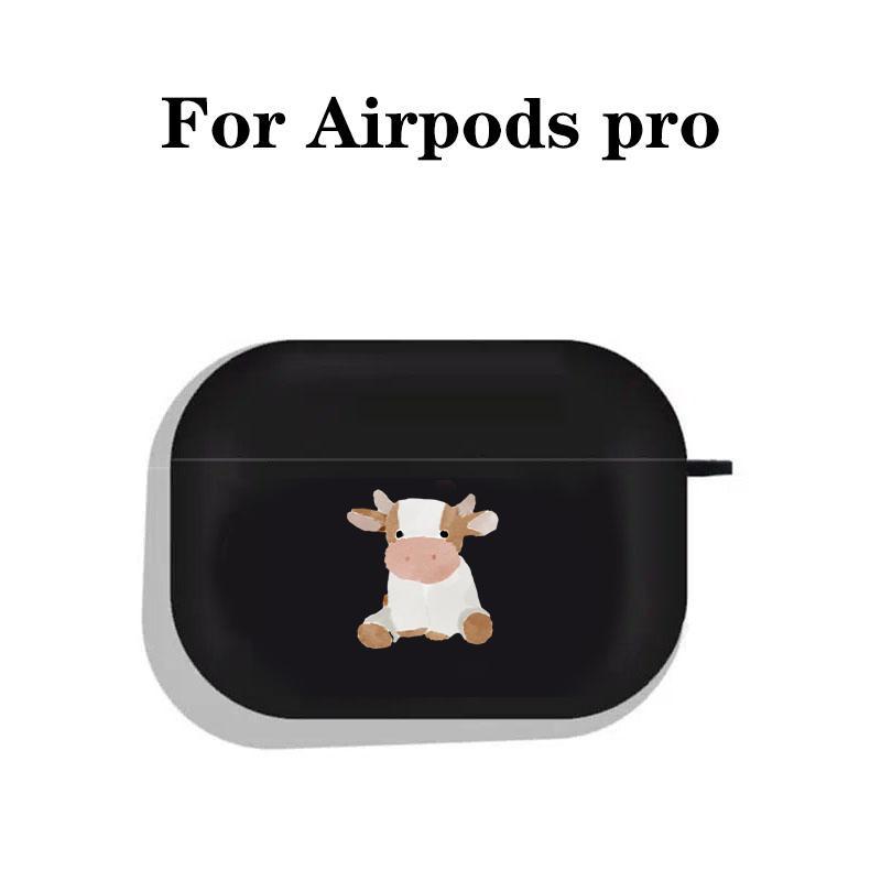 Cute Cow Design Earphone Case with Hiking Buckle, Shockproof & Anti-Fall TPU Earphone Cover for AirPods 1 2, 3, Pro, Pro 2, Gift for Friend