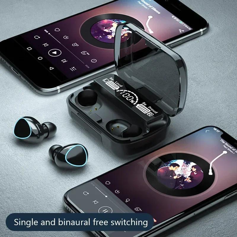 Wireless Earphone, In-ear Design Earphone with LED Power Display Charging Case, Stereo Sound Bluetooth-compatible Earbuds for Sports Gaming