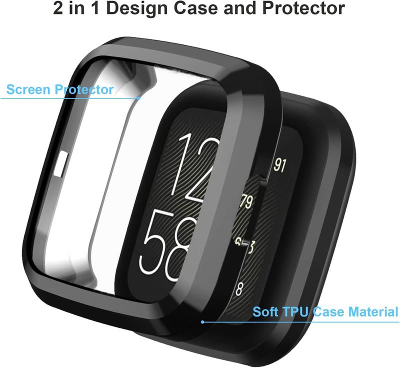 12 Pack Case for Fitbit Versa 2 with Screen Protector, Haojavo Soft TPU Full Protective Cover Ultra-Thin Scratch Resistant Slim Fit Plated Bumper for Fitbit Versa 2 Accessories Wearable Protection watchprotector