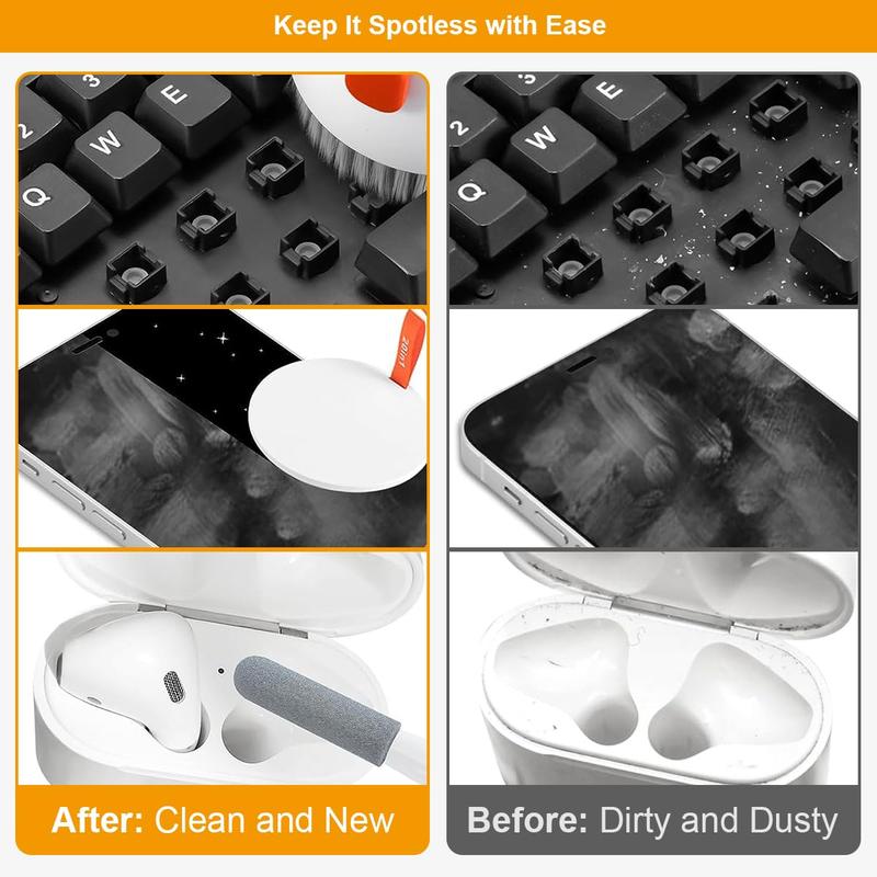 Upgraded 20-in-1 Keyboard Earbud Cleaner Kit, Laptop Cleaning Kit with Soft Circular Brush, Electronic Cleaning Kit for Headphones Screen Smartphone iPhone Airpod Phone Computer MacBook Pro Camera (white)