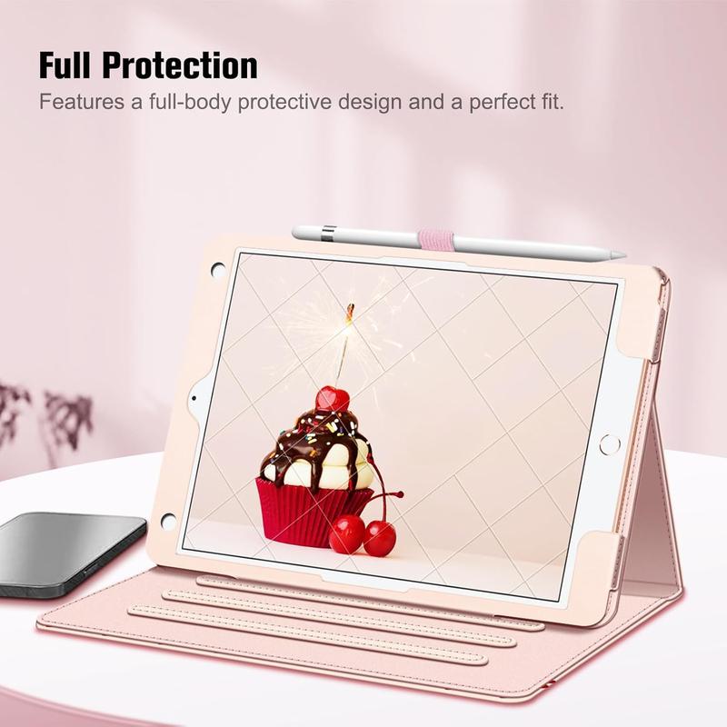 [Corner Protection] Multi-Angle Viewing Stand Cover Compatible with Pocket & Pencil Holder, Auto Sleep Wake, Suitable for iPad 9th   8th   7th Generation (2021 2020 2019) 10.2 Inch