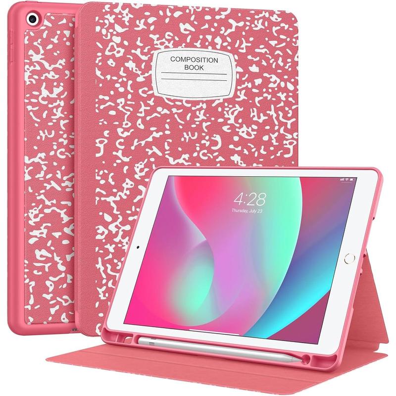 Case for iPad 9th 8th 7th Generation 10.2 inch (2021 2020 2019 Model) with Pencil Holder, Premium Folio Stand Case with Auto Wake Sleep,Soft TPU Back Shell Cover for iPad 10.2 Inch-Watermelon Accessories Computer ipad case