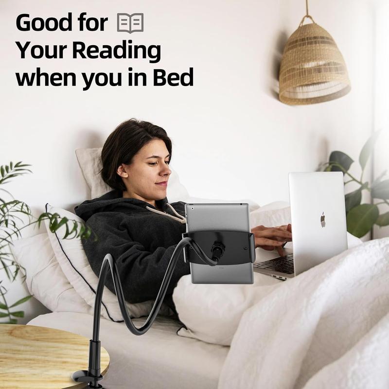 Gooseneck Kindle Tablet iPad Holder Stand for Bed, Flexible Arm Mount for Reading in Bed, Reading Accessories Compatible with iPad Mini    Kindle Fire HD