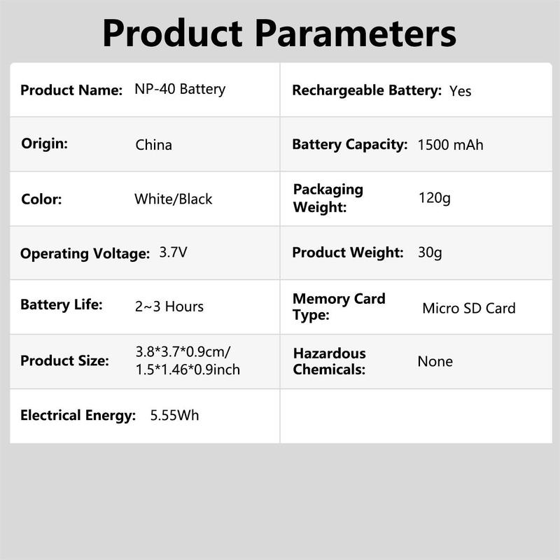 NP-40 Rechargeable Battery Pack, 2 Counts 1500mAh Rechargeable Battery with USB Dual Charger & Cable, Camera Accessories for Video Camera Camcorders