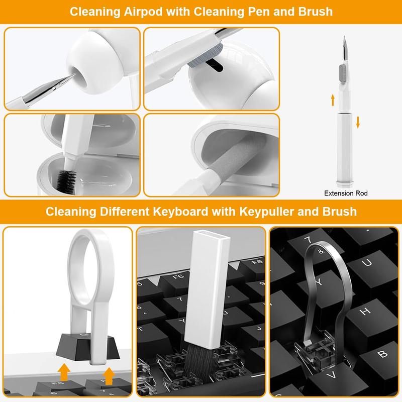 Upgraded 20-in-1 Keyboard Earbud Cleaner Kit, Laptop Cleaning Kit with Soft Circular Brush, Electronic Cleaning Kit for Headphones Screen Smartphone iPhone Airpod Phone Computer MacBook Pro Camera (white)