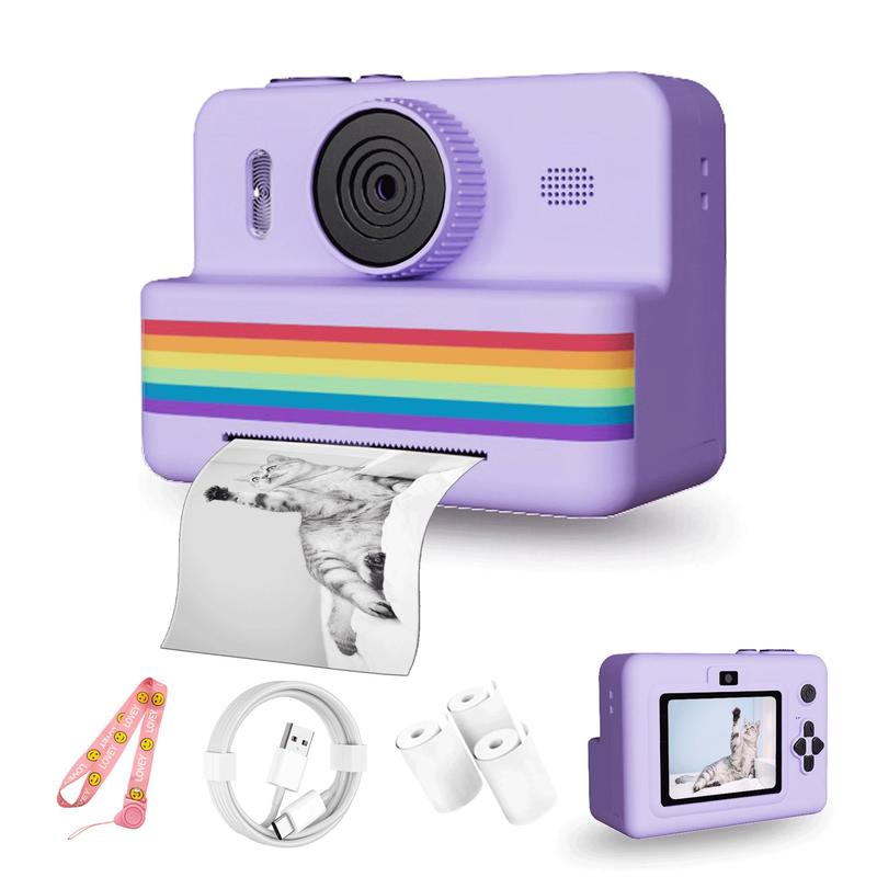 Instant with 3 Print Paper, 2.8 Inch LCD Screen Digital, Rechargeable 1080P, Birthday Gift for Boys & Girls Camera