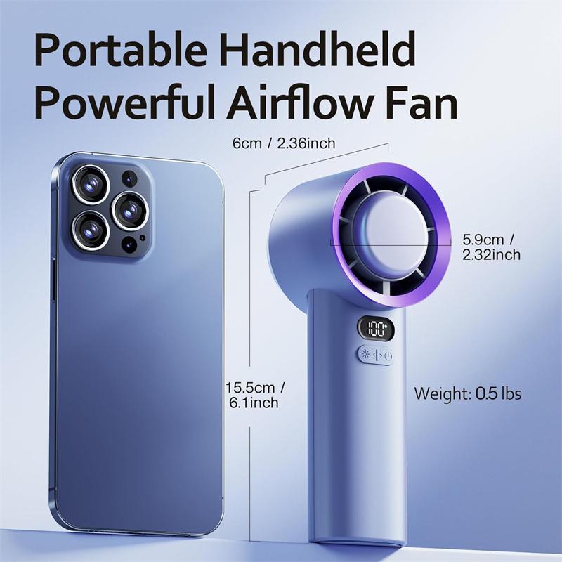 USB Rechargeable Handheld Fan, High Speed Fan with Digital Display, 100-speed Adjustable Small Fan with Long Battery Life, Portable & Durable Mini Fan for Outdoor Travel