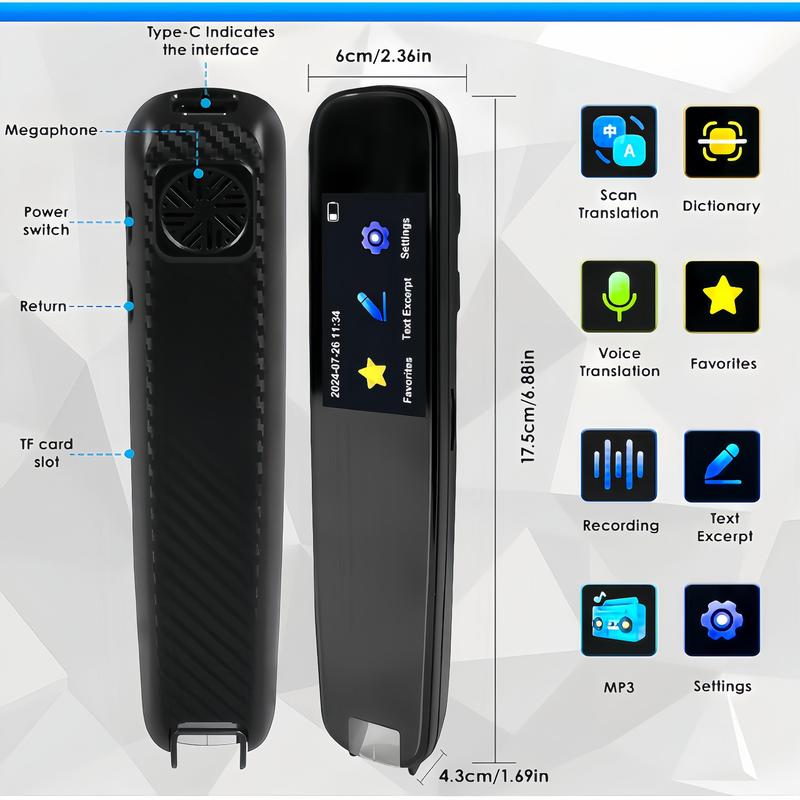 Smart Scan Translation Pen,Supporting 112 Language Translation Device,Text Traductor Inteligente, OCR Text to Speech, Wireless Reading Pen for Students, Dyslexia translation pen electronics translation scan translator Portable Smart