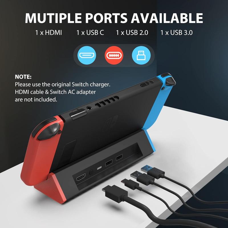 SIWIQU TV Dock Station for Nintendo Switch Switch OLED, Portable TV Docking Station Replacement with 4K HDMI Adapter Type C Port USB Port for Official Nintendo Switch