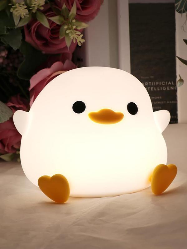 Creative Cute Duckling LED Night Light - Dimmable Duckling Night Bedroom Lamp - USB Rechargeable Silicone Light - Gifts for family