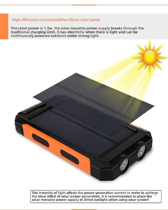 Portable 16800 27000mAh Solar Power Bank for All Cellphones, Waterproof Battery Pack, Outdoor External Backup Power Charger with Dual USB Outputs and LED Flashlight, Perfect for Camping and Travel Smartphone