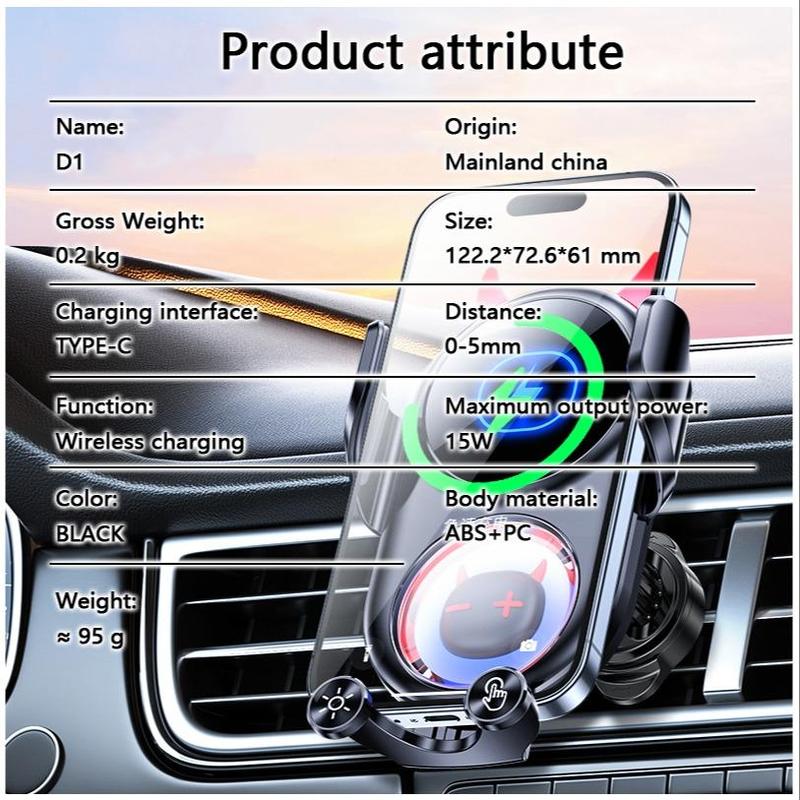 15W Wireless Charger Car Air Outlet Phone Holder, Car Air Vent Phone Mount, Car Interior Accessories for iPhone Samsung Cell Phone