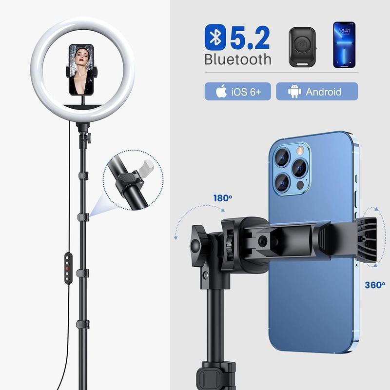 12'' RGB Ring Light with Tripod Stand 72'' Tall, 38 Color Modes LED Selfie Stick for iPhone Android Camera, YouTube,  Makeup, Videos, Photography Accessories Smartphone Cellphone