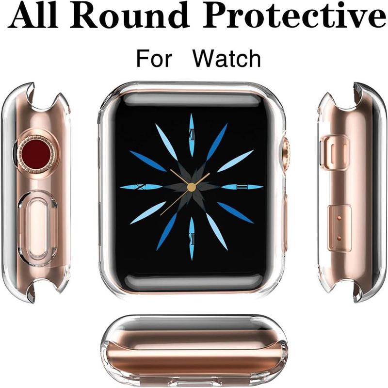 Smart Watch Protective Case, 3 Counts TPU Full Cover High Definition Watch Case, Anti-drop Screen Protector Cover Compatible With Apple Watch Case 38 40 41 42 44 45 49mm, Smart Watch Accessories, Watches Cases