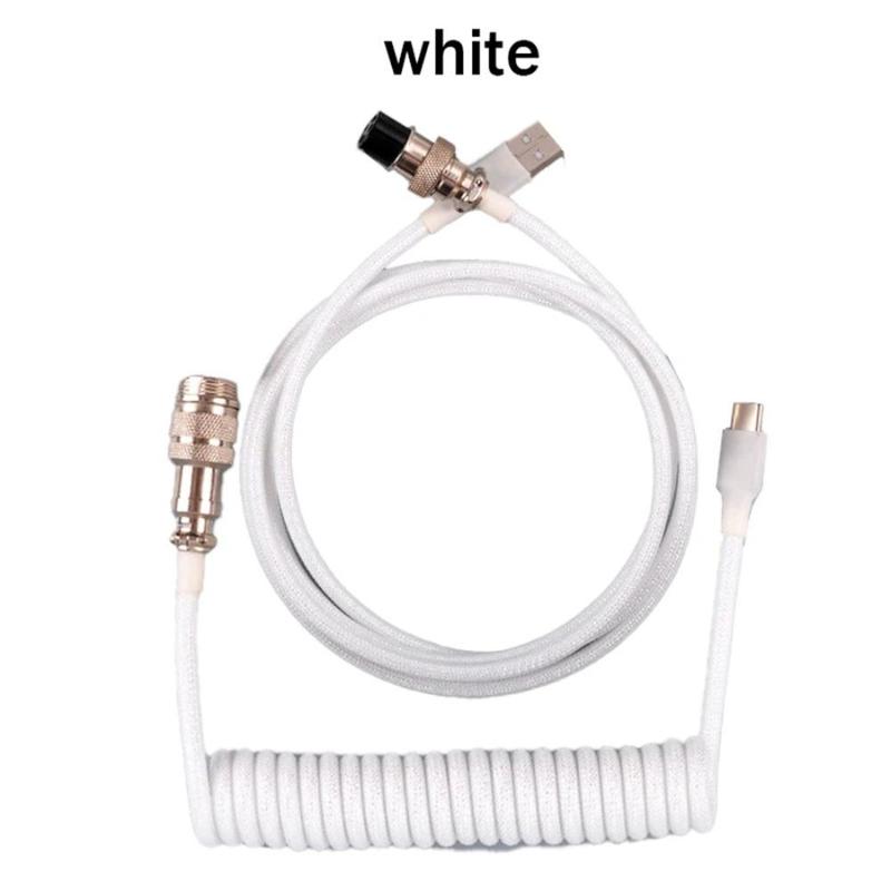 Custom Coiled USB C Cable for Gaming Keyboard, Double-Sleeved Mechanical Keyboard Cable with Detachable Aviator, USB A to Type-C Cable