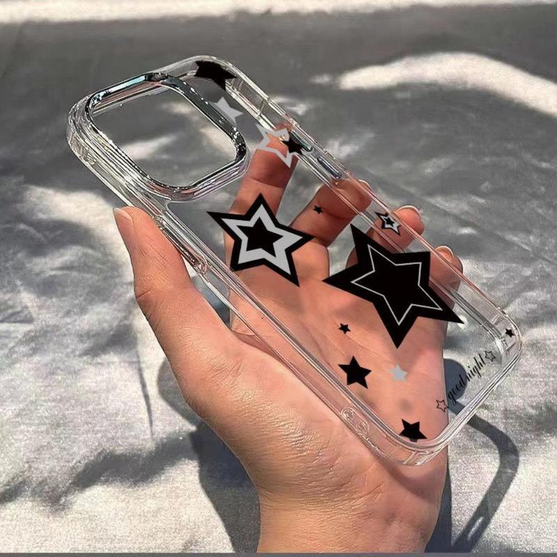 Star Pattern Clear Phone Case for Summer, Decorative Phone Protector Cover Compatible with iPhone, Shockproof Phone Cases for iPhone 11 12 13 14 15 Pro Max Phone Cases