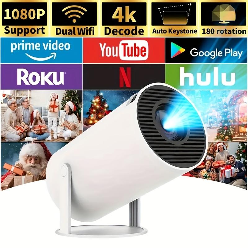 Christmas Presents, 7000 Lumens Portable Mini Projector, Support 4K Projector Dual Wifi Same Screen 1280*720P Dual Wifi Home Theater Outdoor Portable, 180° Projection Angle Adjustable, Compatible With HDTV, USB, AV, Smartphone, Tablet, TV Box