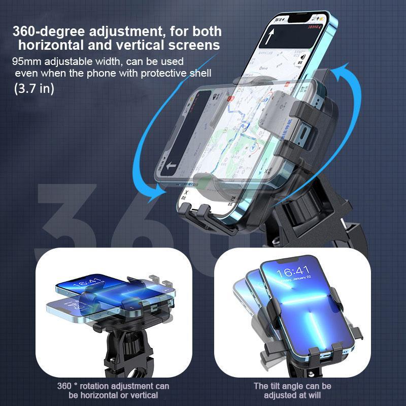 Bike Phone Holder with Mechanical Locking Knob, Durable Stable Phone Holder, Rotatable Phone Rack for Bike Cycling Motorcycle