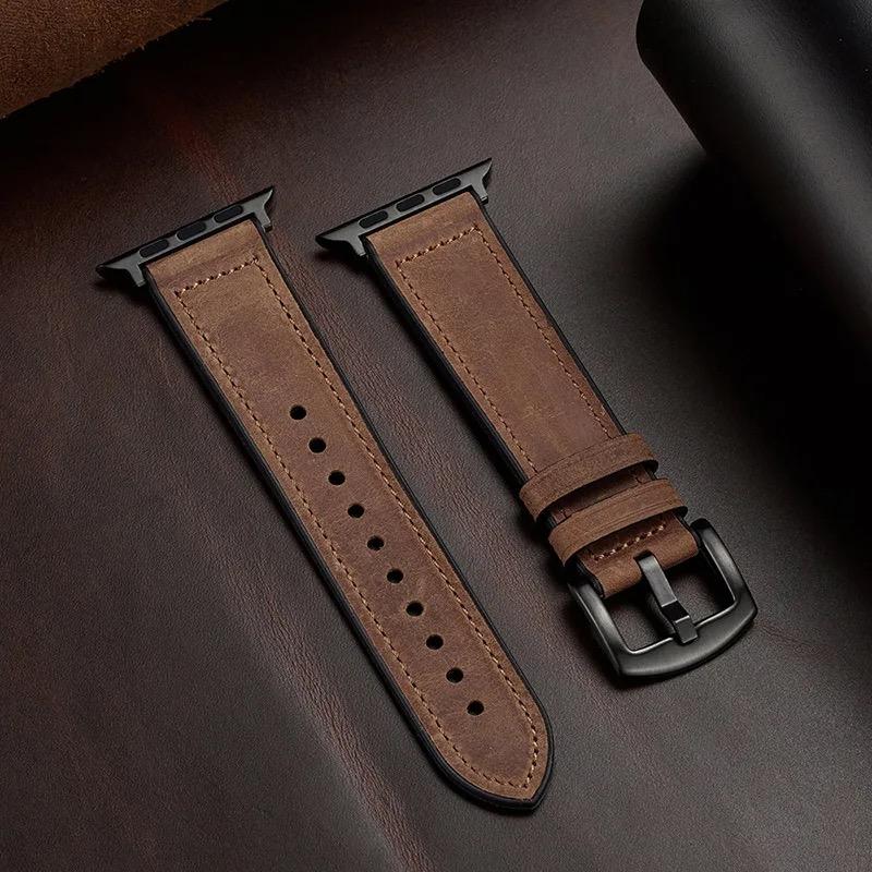 Leather Silicone Wearable Watch Band For Apple Watch Series 9 8 7 6 5 4 3 2 38 40 41 42 44 45 49mm iWatch Accessories