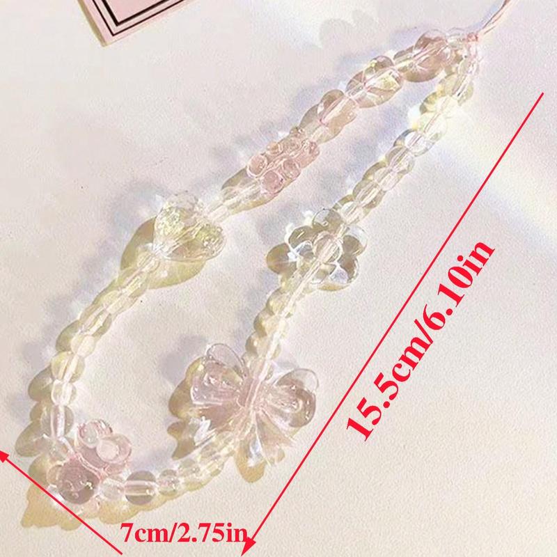 Cute Bowknot Design Beaded Phone Chain, Fashionable Short Phone Lanyard for Women & Girls, Phone Decoration Accessories for All Mobile Phone Models