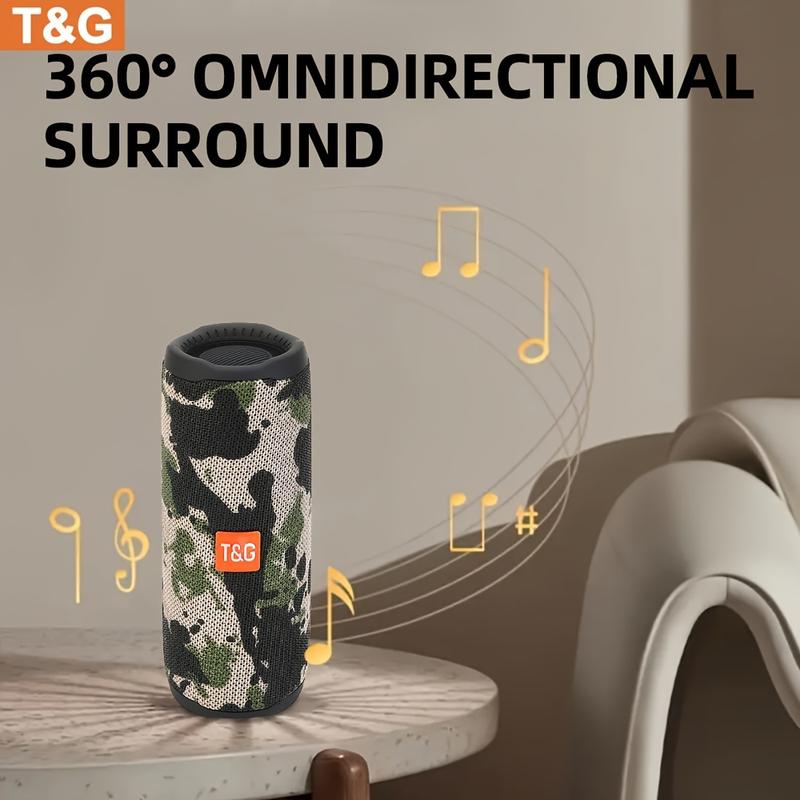 T&G365 Wireless Speaker - Immersive Surround Sound,36V Rechargeable , LED Lights, Portable Design, Built-in Mic, USB Charging, Micro SD TF Card Slot, Portable, Water-Resistant for Smartphones, Tablets, and PCs, , Indoor, Outdoor Audio