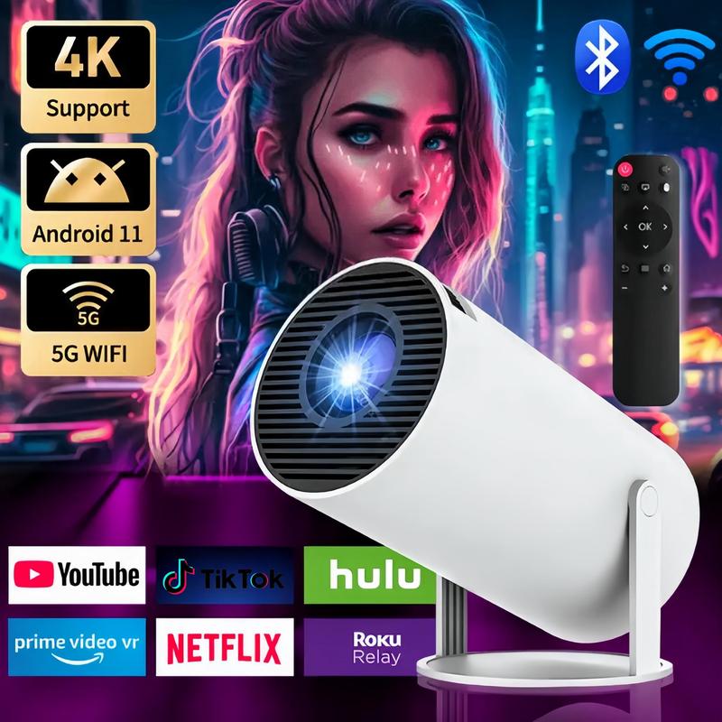 Mini Projector with Android 11, Portable Smart Projector 4K 1080P Full HD Support,5G WiFi6,180 Rotatable Outdoor Projector for Phone TV Stick Laptop,UHD,Christmas and New Year gifts