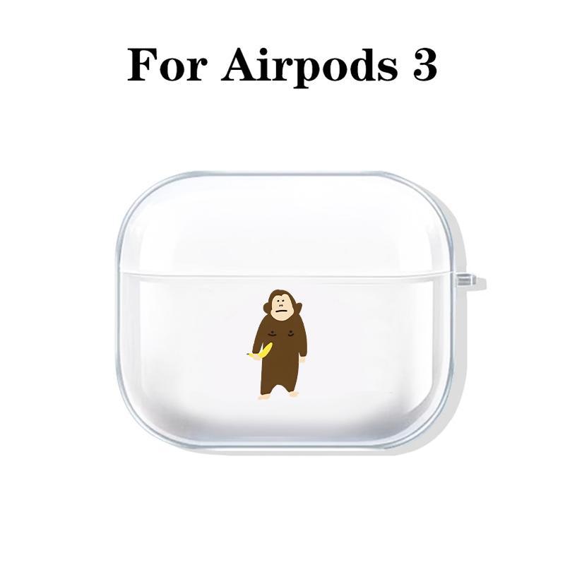 Cute Monkey Pattern Earphone Case with Hiking Buckle, Decorative Earphone Protector Cover, Earphone Accessories Compatible with AirPods 3 2 1